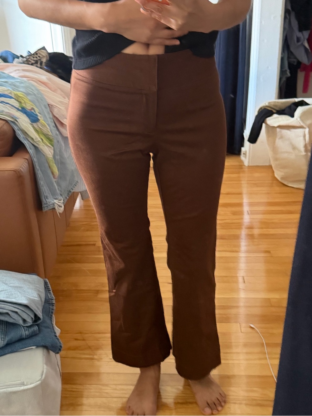 Aritzia Sunday Best Brown Boot-Cut Stretch Pants